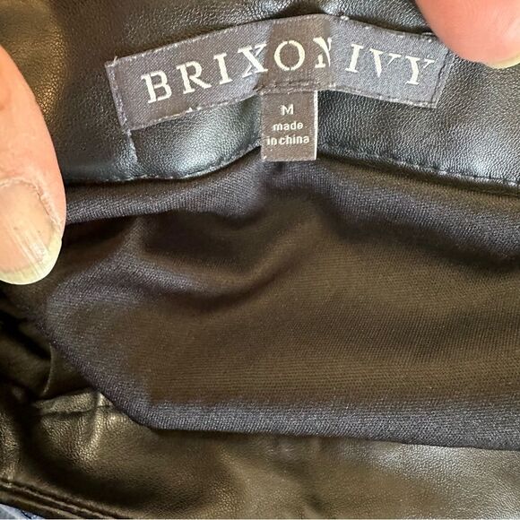 Brixon Ivy Blue Black Lace Overlay PU Trim Lined Rayon Blend Pencil Skirt Medium - Picture 12 of 12